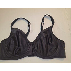 VTG Second Skin Satin Vanity Fair Bra Black Stretch Size 36C